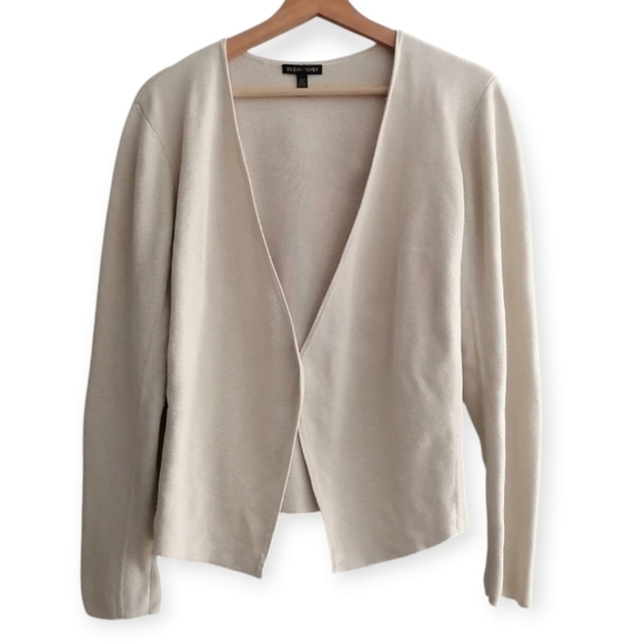 Eileen Fisher Silk and Organic Cotton Blend Knit Open Cardigan Large - Picture 1 of 16